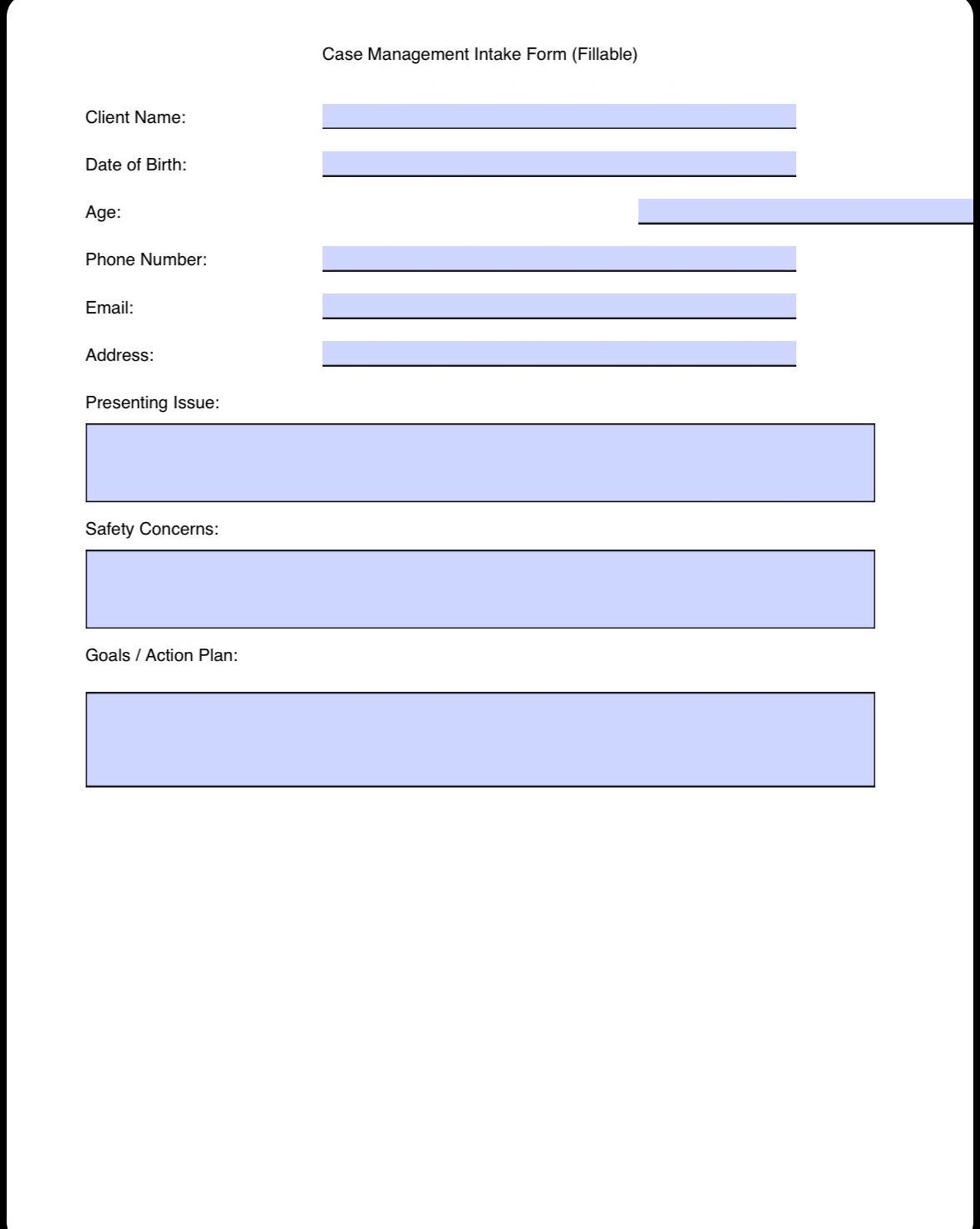 Case Management Intake Form-fillable - Etsy