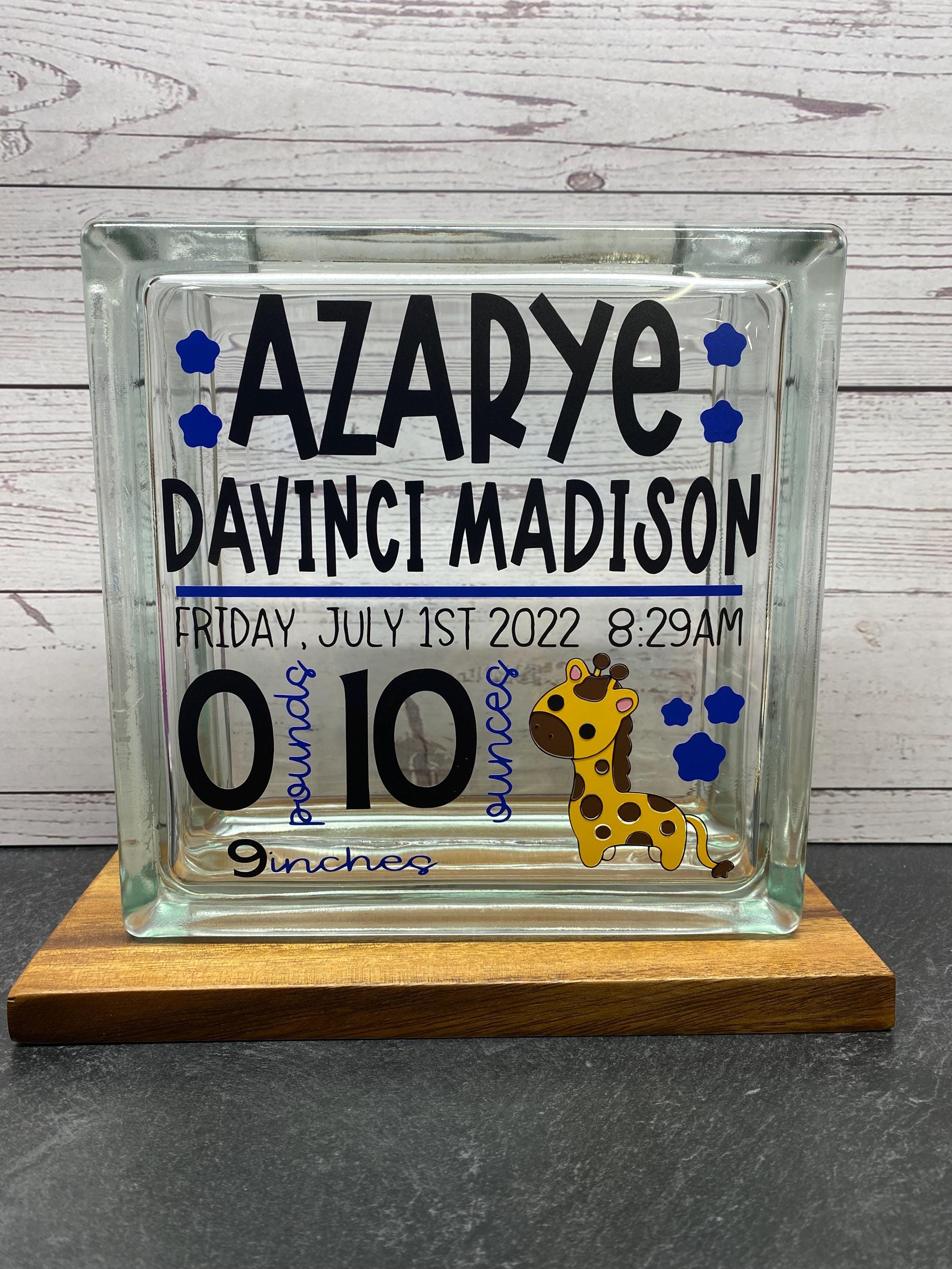 Newborn glass block Gift Personalized | Birth Announcement decor | Baby Birth Stats Sign | Memorial block | Baby Shadow box | Newborn Stats - Thumbnail 2