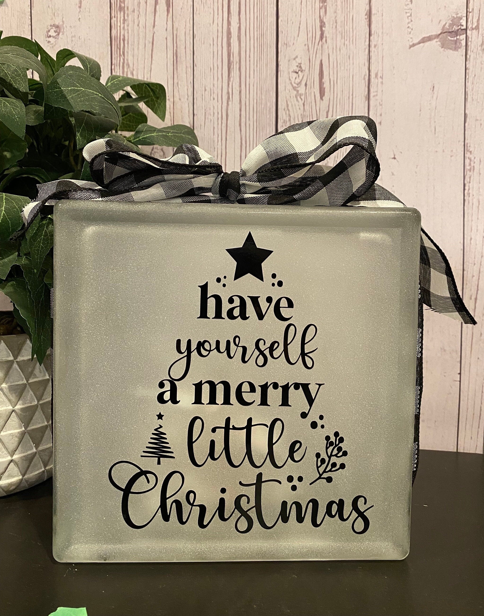 Have yourself a Merry little Christmas lighted frosted glass Block; Lighted glass block, Christmas gift, holiday decor, holiday gift - Thumbnail 2