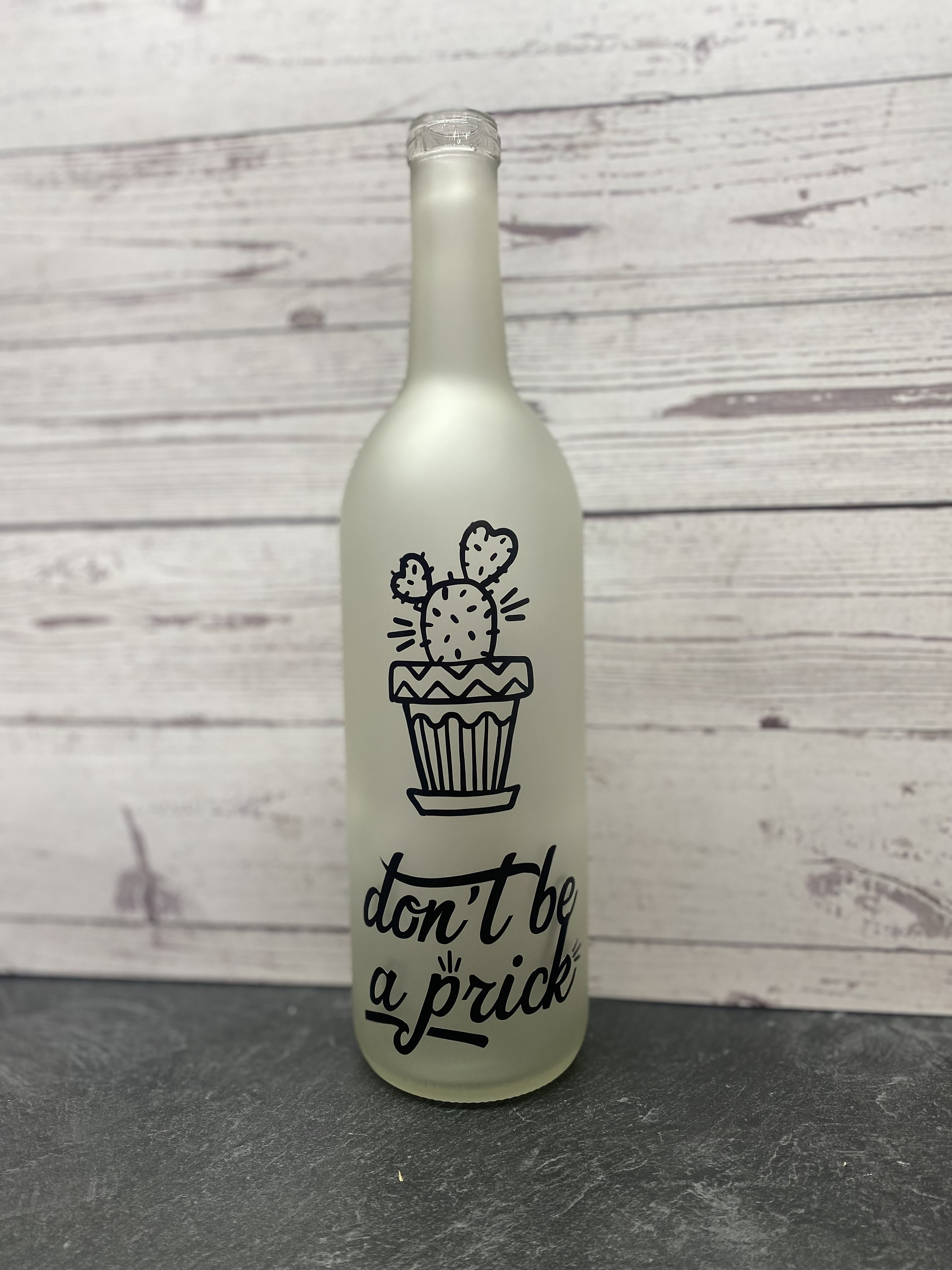 Don’t be a prick cactus lighted wine bottle.  Funny cactus gift, cacti humor gift, light up wine bottle - Thumbnail 2