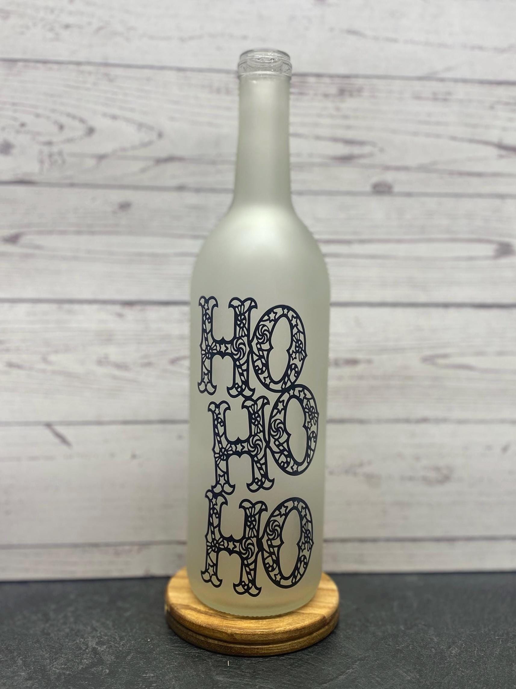 HO HO HO candy pattern Lighted wine bottle home decor, friend gift, teacher gift ,christmas gift, Christmas decor - Thumbnail 2