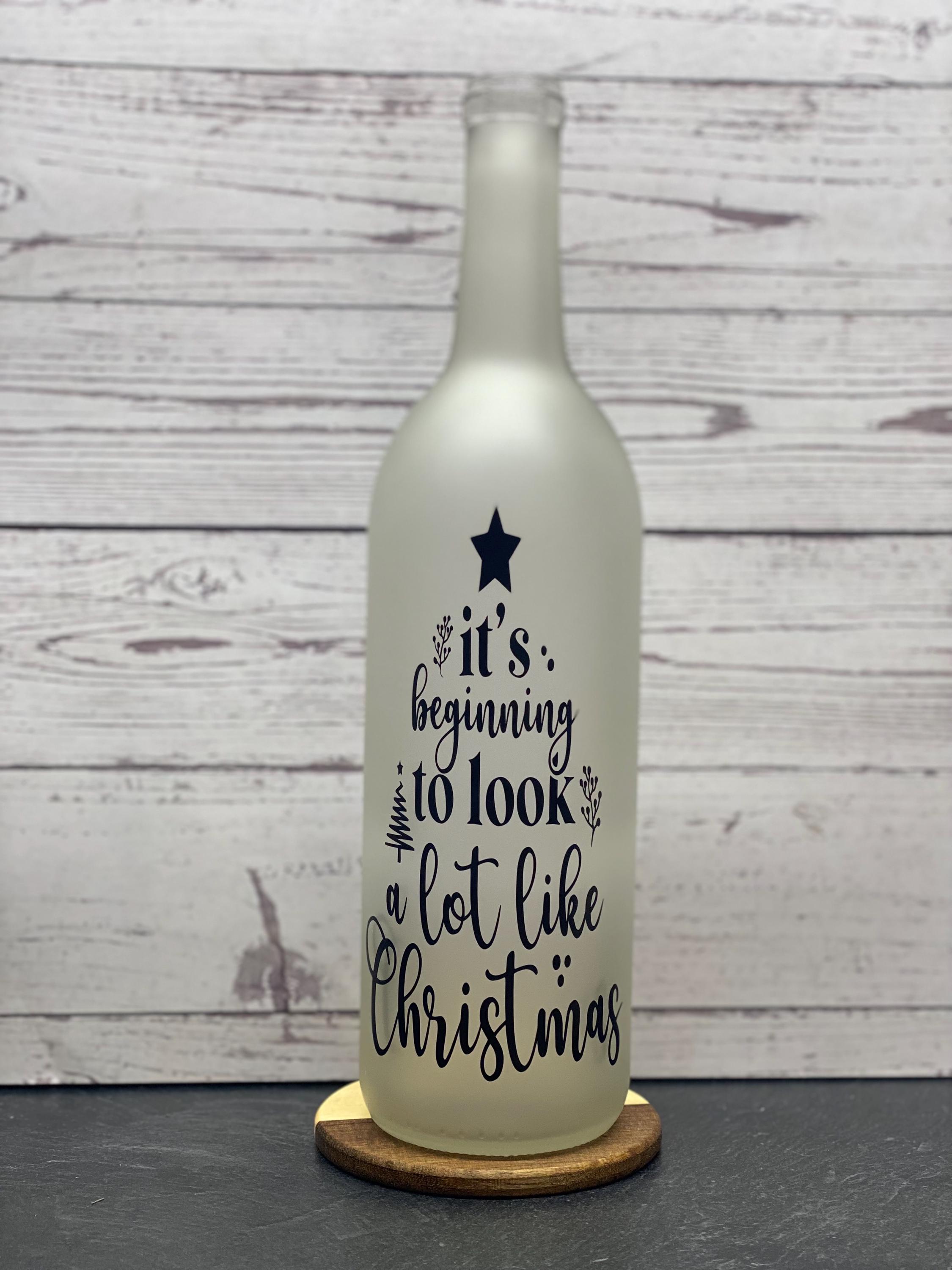 It’s beginning to look a lot like Christmas Lighted wine bottle, decorative wine bottle, teacher gift ,christmas gift, Christmas decor - Thumbnail 2
