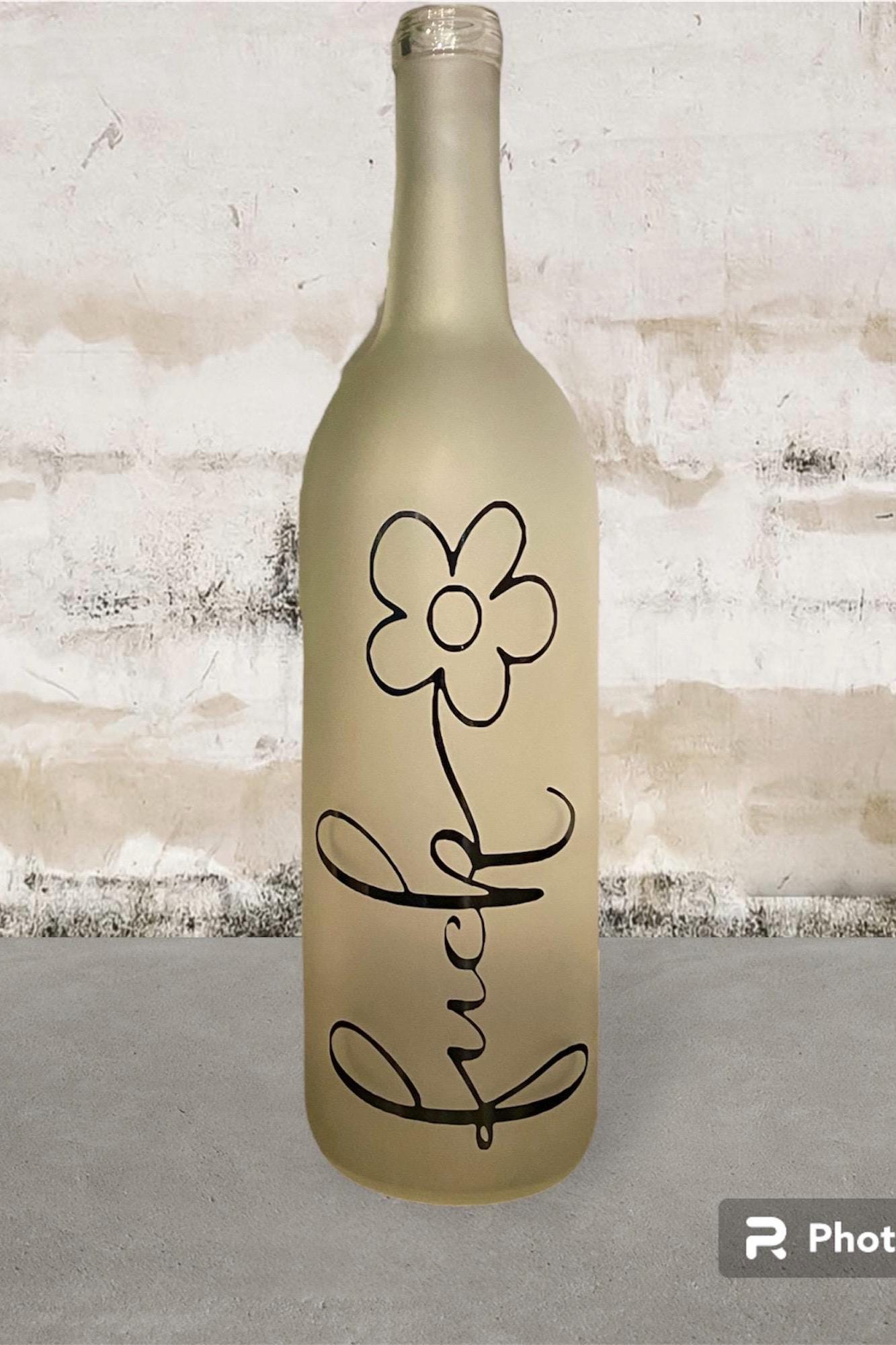 fuck flower blossom lighted wine bottle.  Funny Flower gift,  cuss word flower gift, light up wine bottle - Image 1