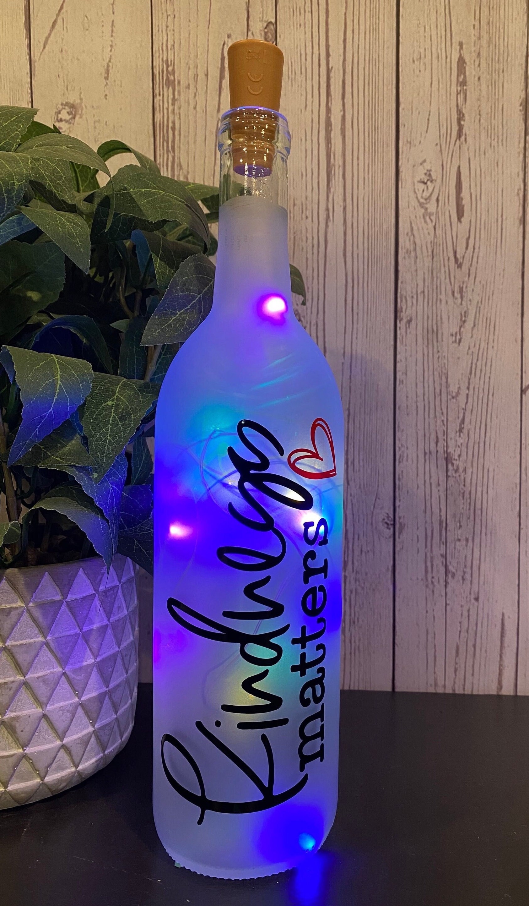 Kindness Matters. Lighted wine bottle, sister gift, friend gift, teacher gift, best friend gift, boss gift, daughter gift, son gift, - Thumbnail 3