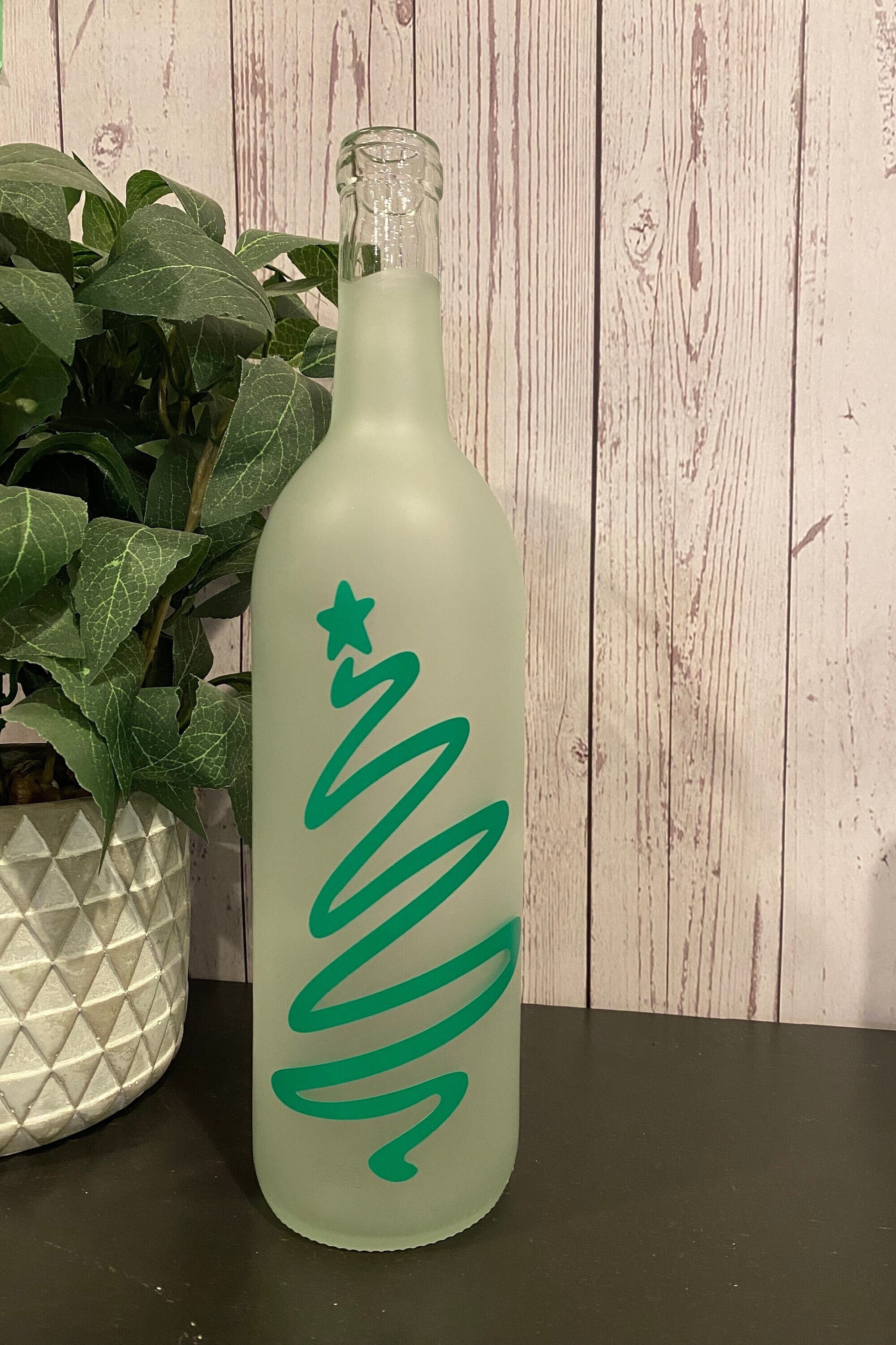 Christmas Tree. Lighted wine bottle,sister gift,friend gift,teacher gift,best friend gift, boss gift,daughter gift,son gift,christmas gift - Thumbnail 2