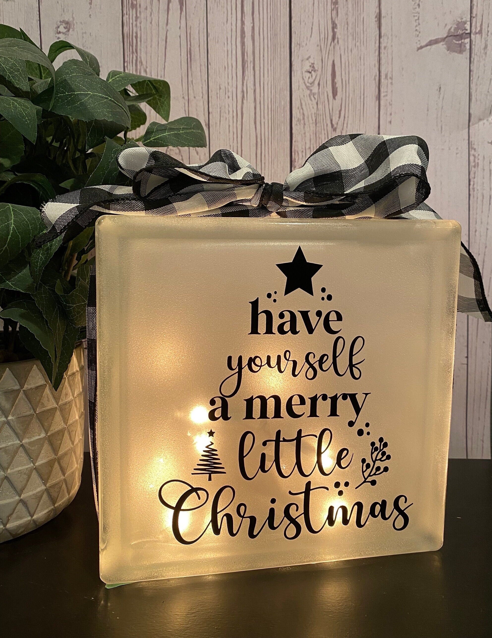 Have yourself a Merry little Christmas lighted frosted glass Block; Lighted glass block, Christmas gift, holiday decor, holiday gift