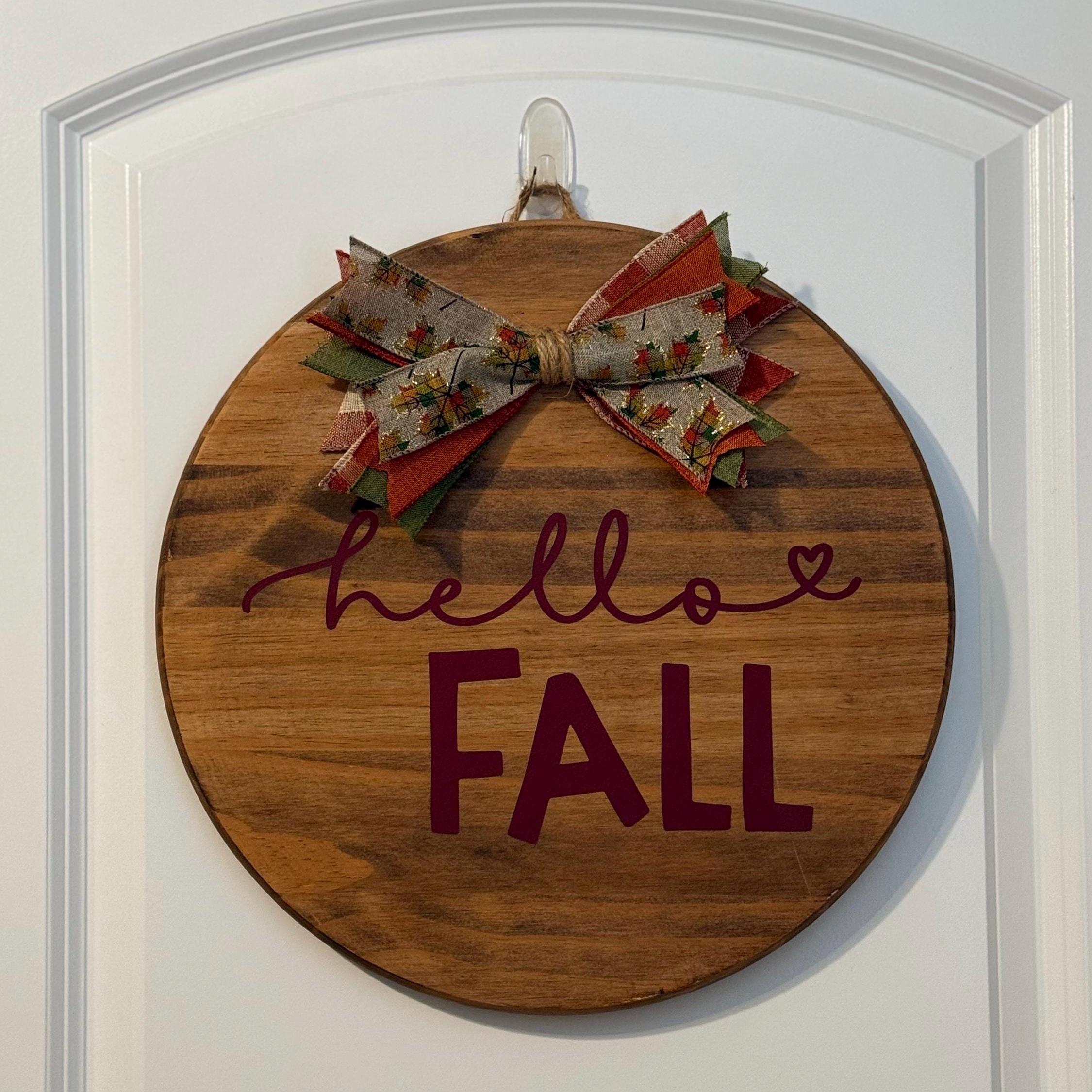 Front Door Decor | Door Hanger | hello fall Welcome Sign | Wood Door Sign | Front Door Sign| Door Decor | Round Hello fall Sign | Hello fall