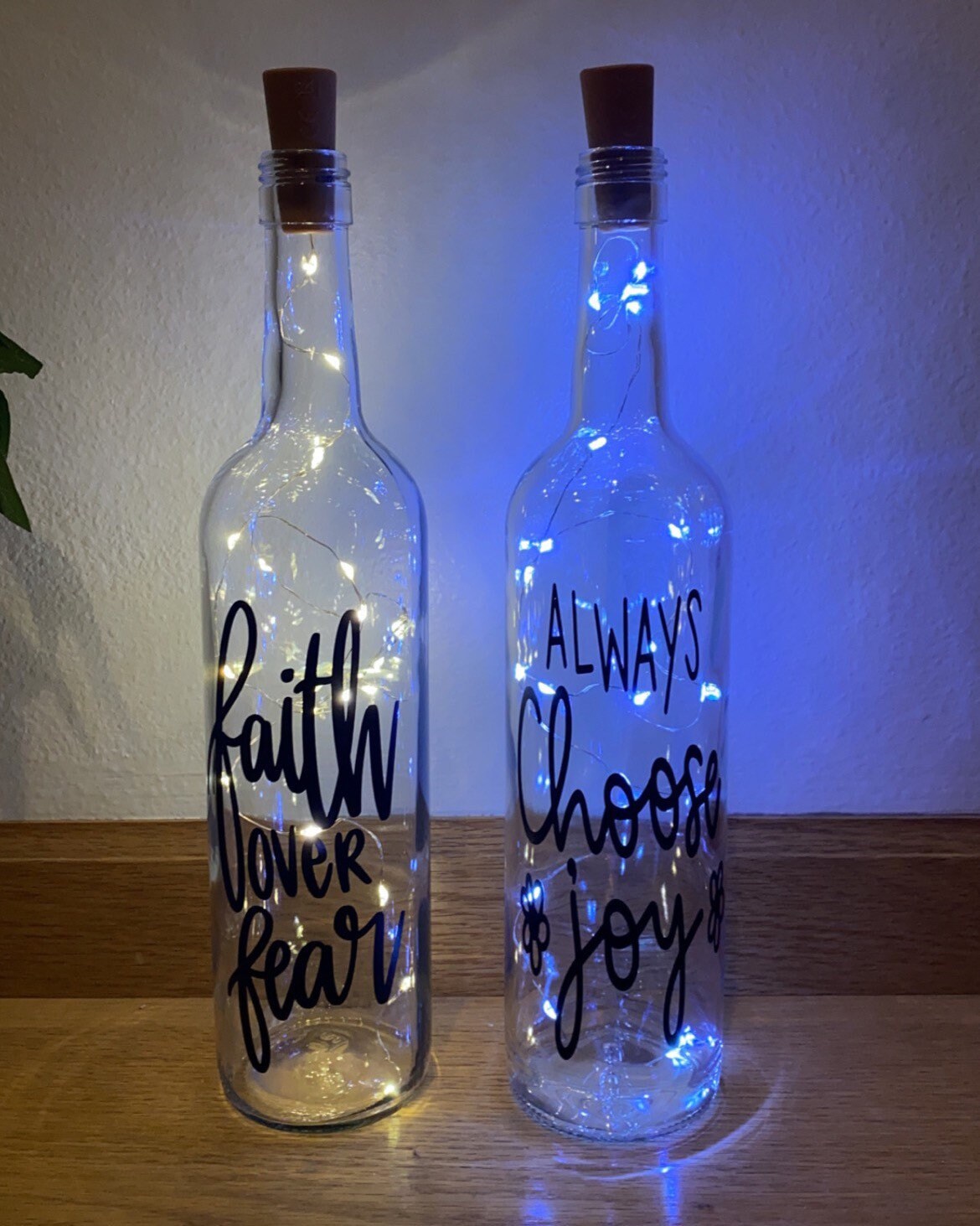Light up wine Bottle Decor;frosted,clear,blue,green, black;Decorative wine bottles;housewarming gift;home decor;birthday gift;wedding gift - Thumbnail 4