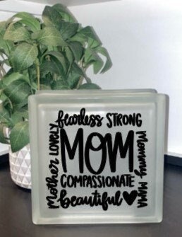 Mother's Day lighted block decor. Lighted Glass Block, Best mom ever, #1 mom, mom word collage, world's greatest mom, best momma, mom gift
