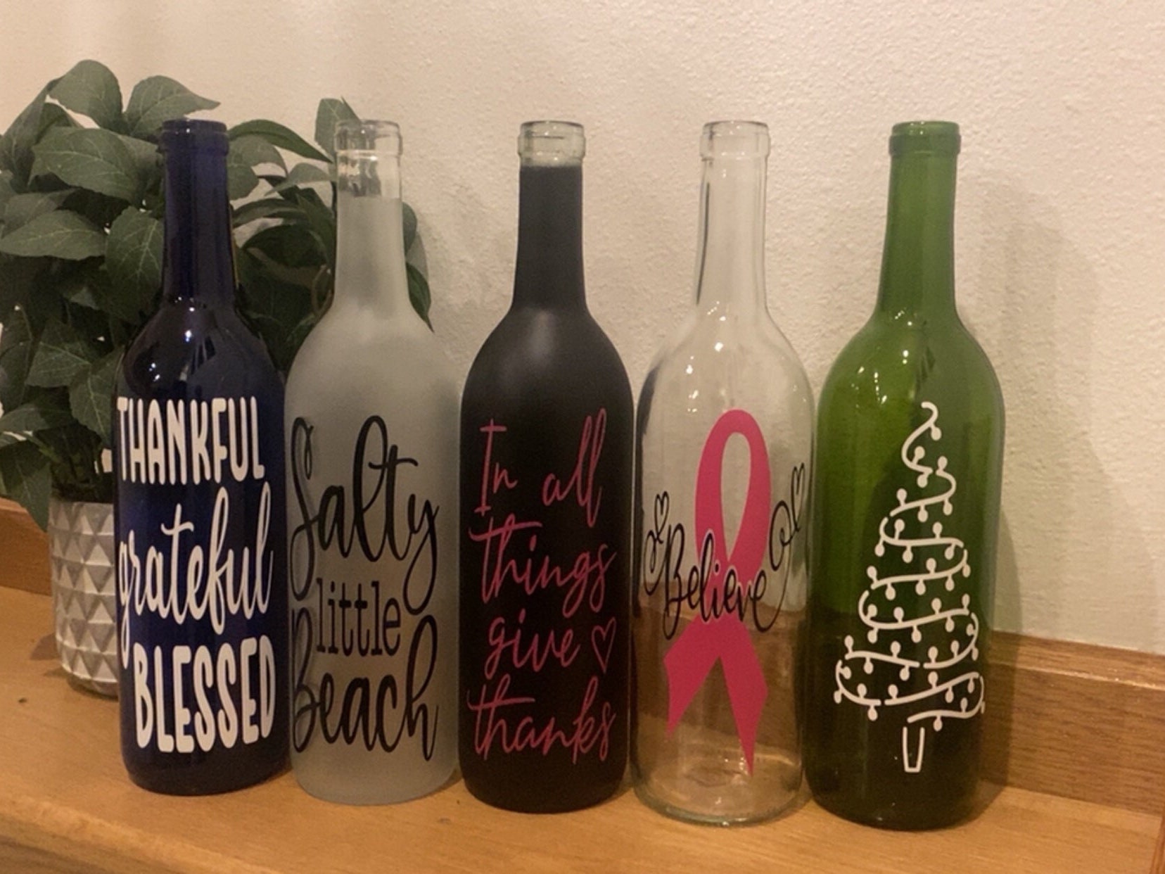 Light up wine Bottle Decor;frosted,clear,blue,green, black;Decorative wine bottles;housewarming gift;home decor;birthday gift;wedding gift - Thumbnail 2