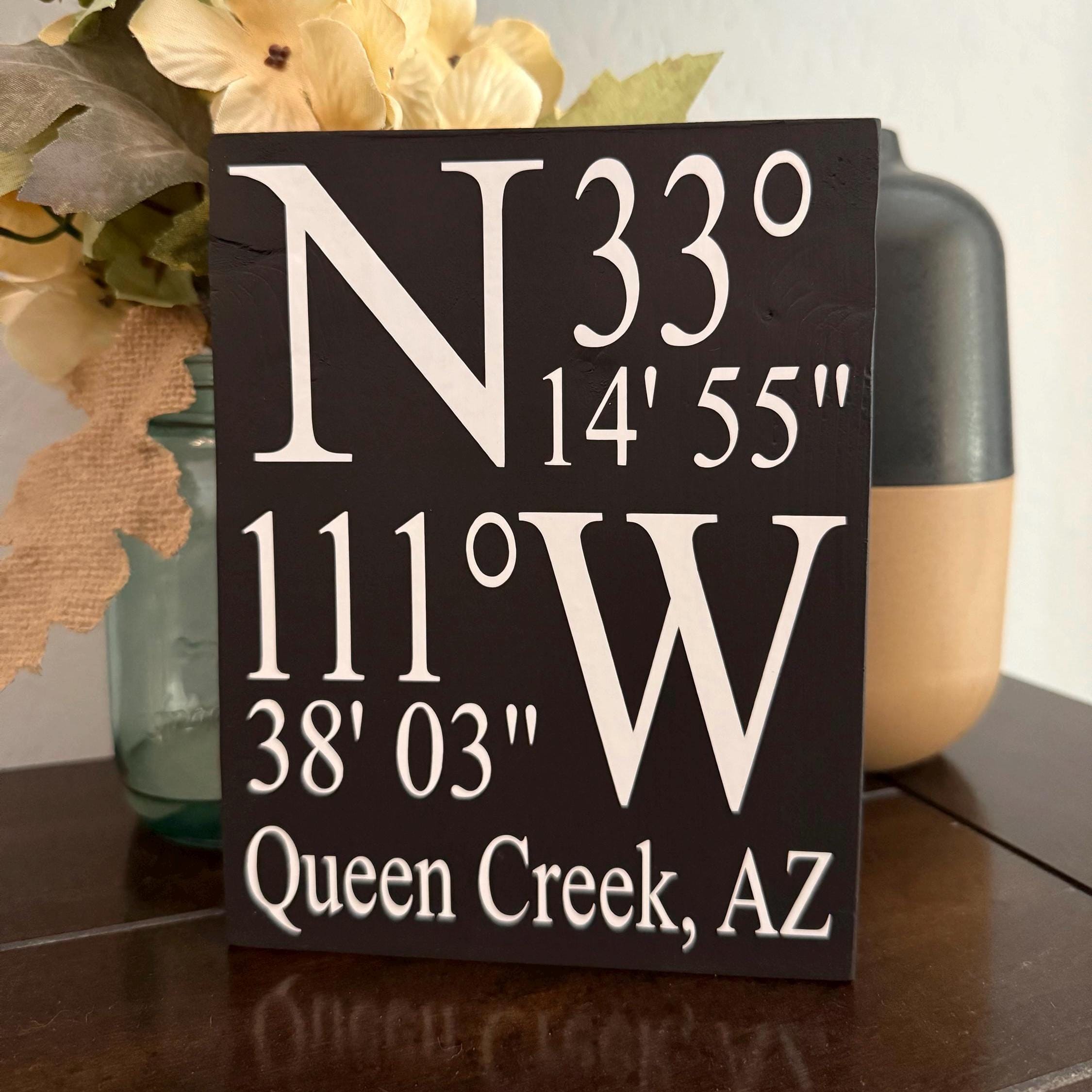Custom Coordinate sign. Latitude longitude sign.  location sign. Wedding Anniversary gift. Birthday gift. Holiday gift. Realtor closing gift - Image 1