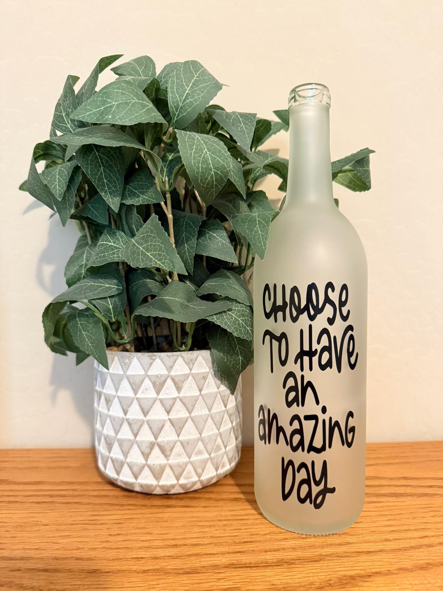 Choose to have an amazing day. Lighted wine bottle, girlfriend gift, inspirational gift, best friend gift, child gift, motivational gift