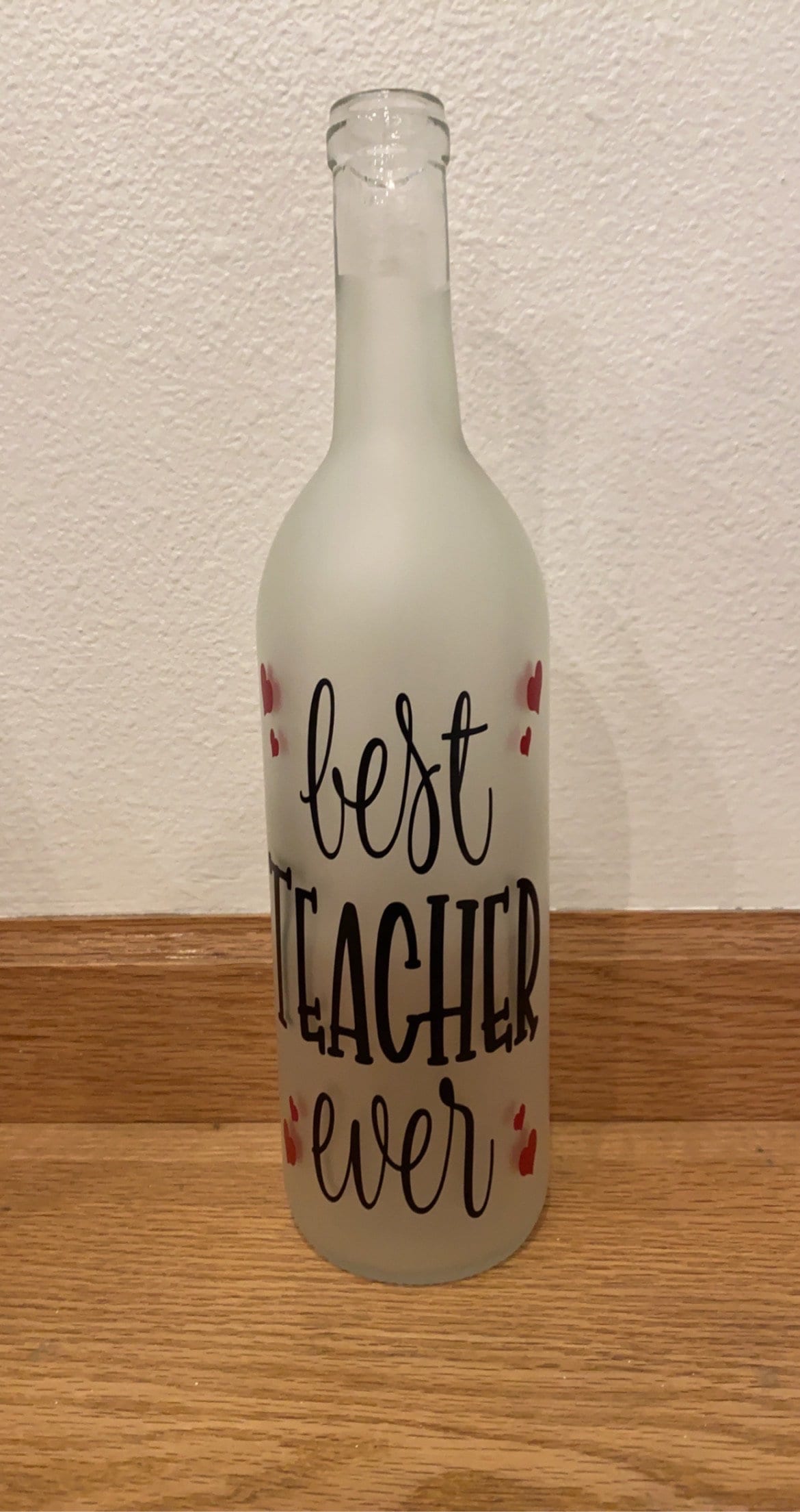 Light up wine Bottle Decor; frosted and clear wine bottles; teacher's day; teacher gift; best teacher ever;A+ teacher;teacher Christmas gift - Thumbnail 4