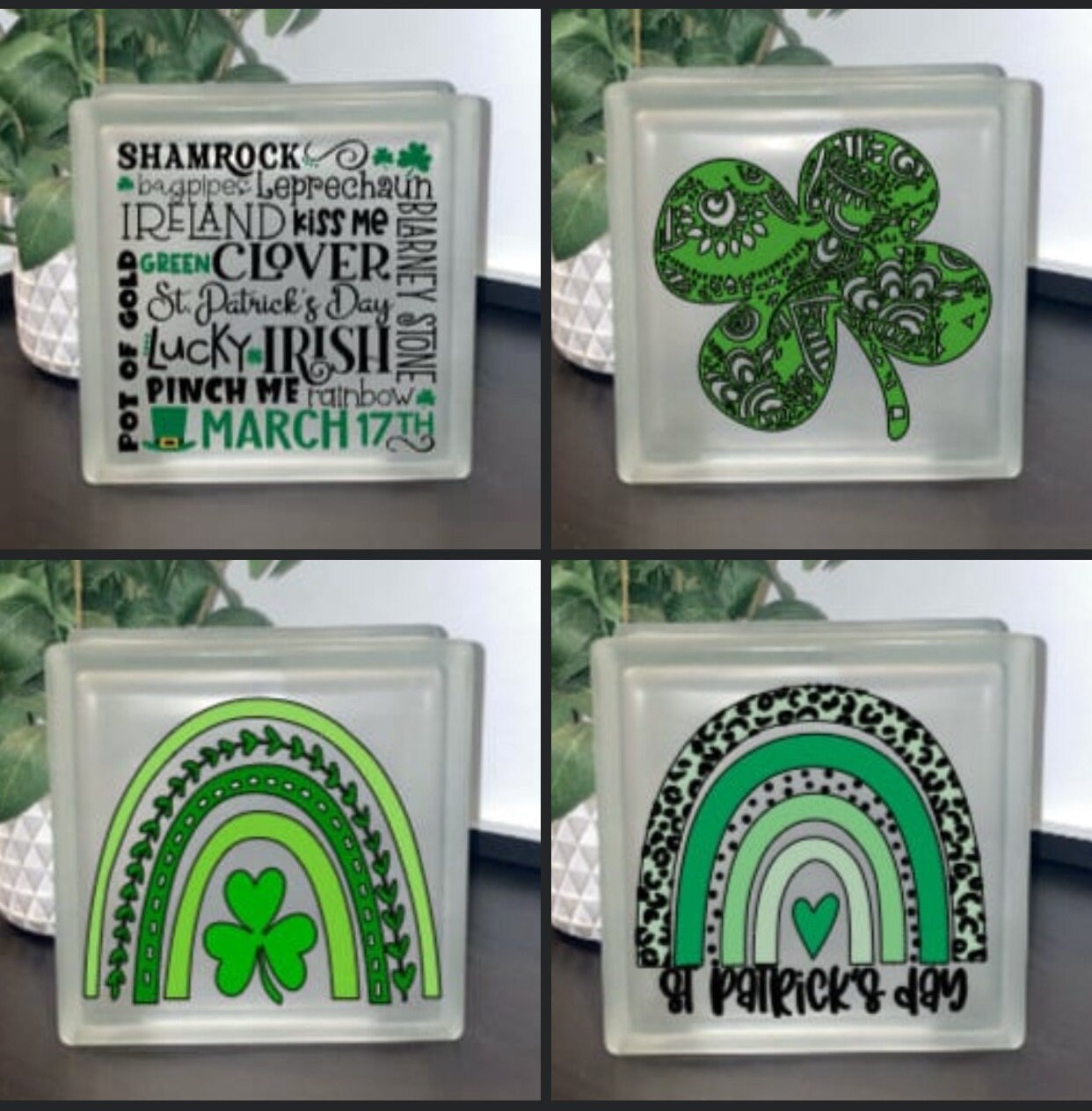 St Patrick's Day lighted block decor. St. Patrick's Day Lighted Glass Block, St. Patrick's Day Decoration