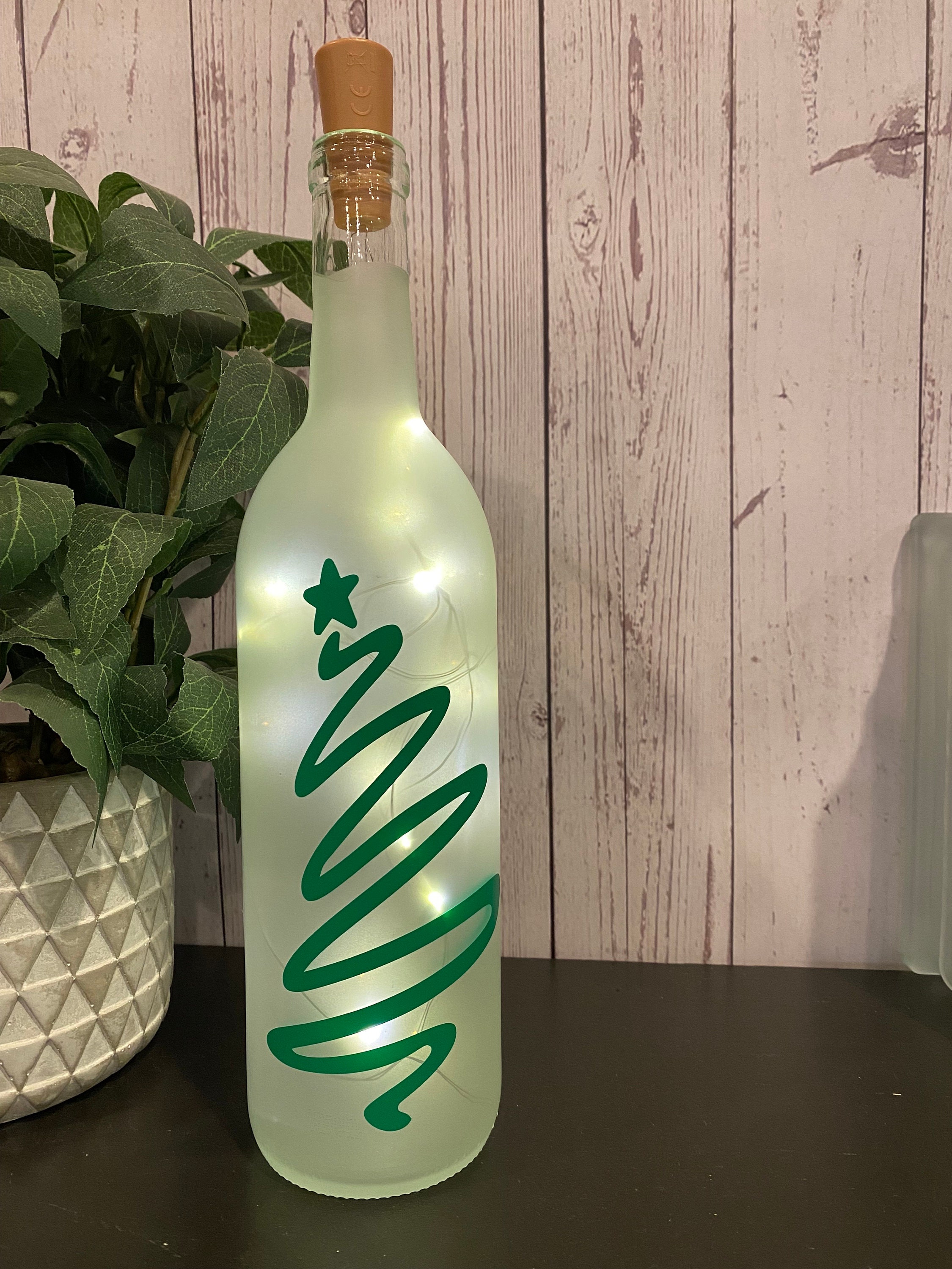 Christmas Tree. Lighted wine bottle,sister gift,friend gift,teacher gift,best friend gift, boss gift,daughter gift,son gift,christmas gift