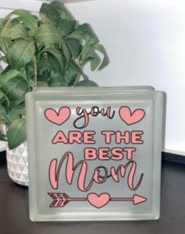 Mother's Day lighted block decor. Lighted Glass Block, Best mom ever, #1 mom, mom word collage, world's greatest mom, best momma, mom gift - Thumbnail 2