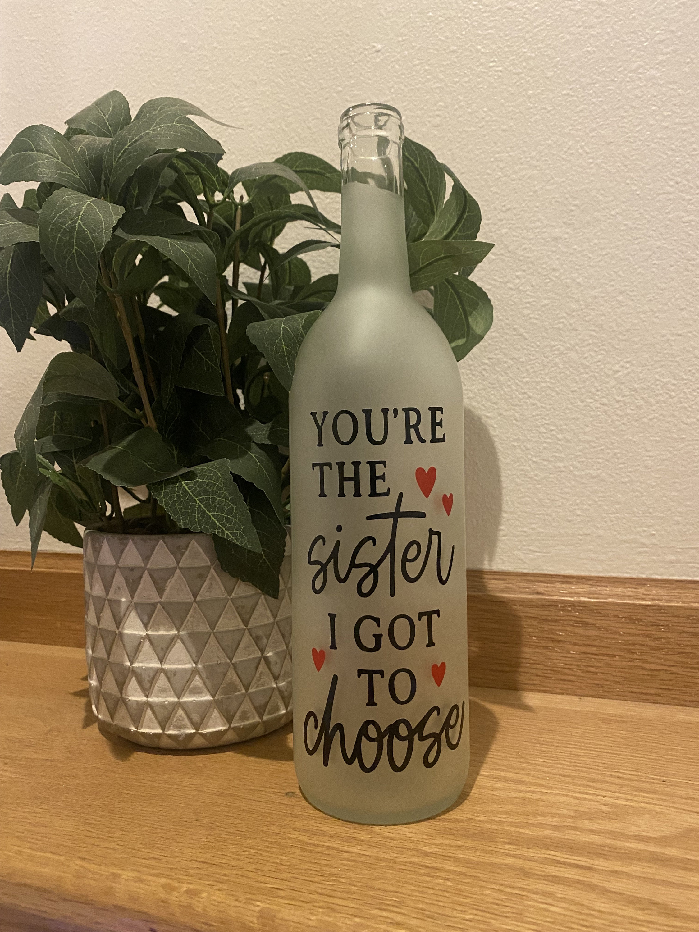 You're the sister I got to choose. Lighted wine bottle, sister gift, girlfriend gift, soul sisters, best friend gift, sister tribe - Thumbnail 2