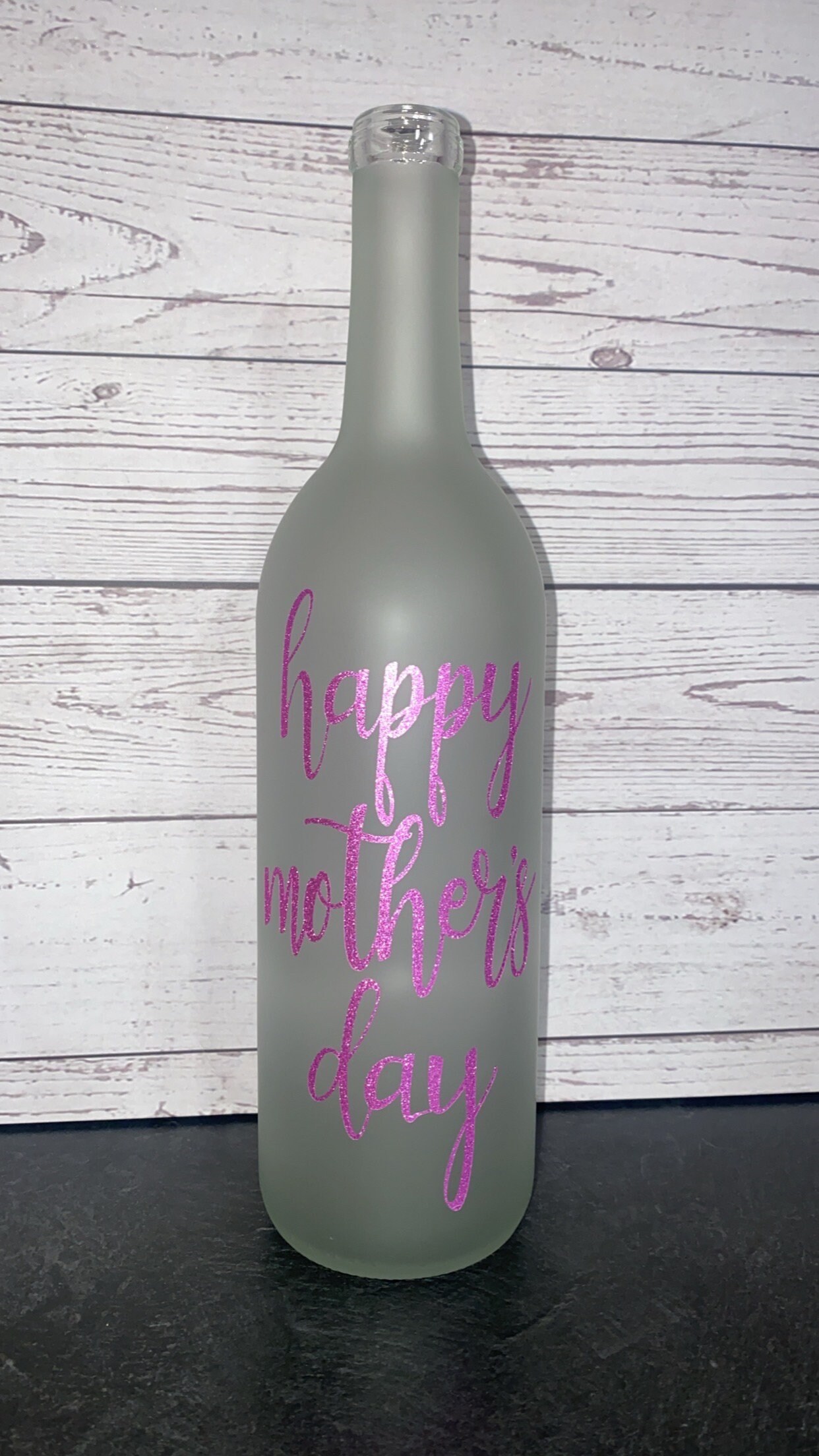 Mother's Day lighted wine bottle. wine bottle decor, best mom ever, #1 mom, mom word collage, world's greatest mom, best momma, mom gift - Thumbnail 2