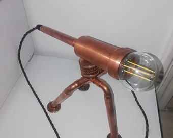 Table Lamp Style Telescope, Industrial, Steampunk, Vintage, Rustic, Upcycling, Handmade