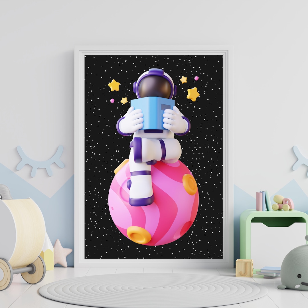 Astronaut Art Print, Cosmonaut Poster, Printable Nursery Space Themed ...