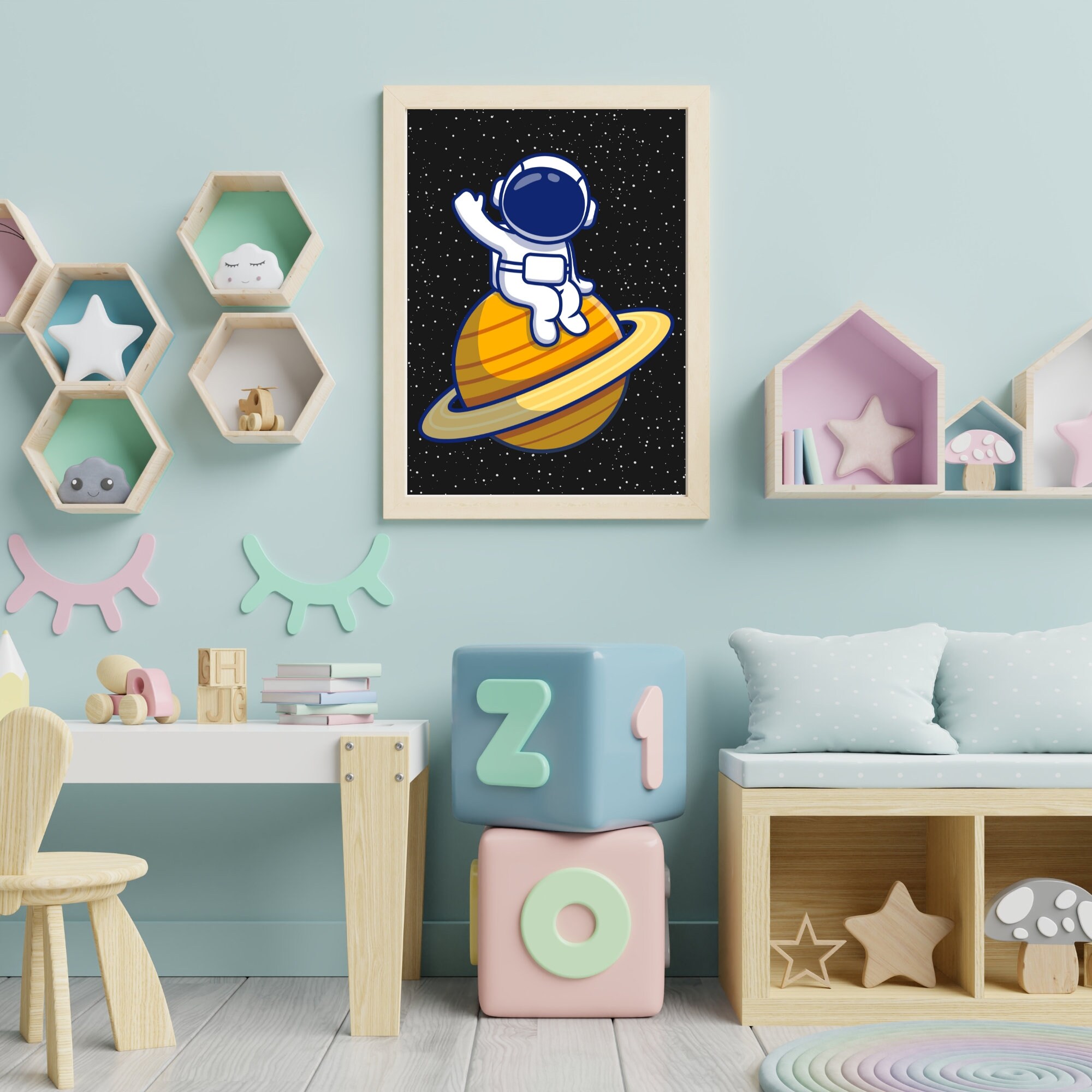 Astronaut Art Print, Cosmonaut Poster, Printable Nursery Space Themed ...