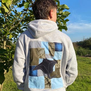 Heren hoodie met patchworkprint en zeedieren