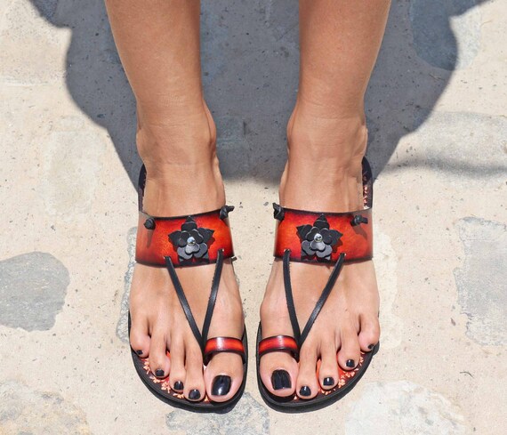 Painted leather sandals best sale