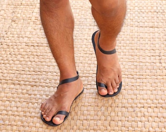 Barefoot leather sandals, minimalist flexible sandals, Greek sexy men sandals - Balin M