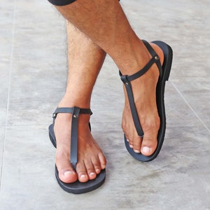 Men Thongs Leather Sandals, Sexy Gay Barefoot Sandals, Greek Man Fetish ...