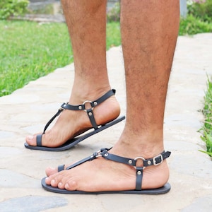 Barefoot Men Harness Leather Sandals Toe Loop Minimalist - Etsy