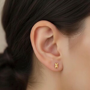 14K Gold plated baby earrings, Baby girl first earrings, Real gold and silver, Silver Earrings, gold and silver studs image 7