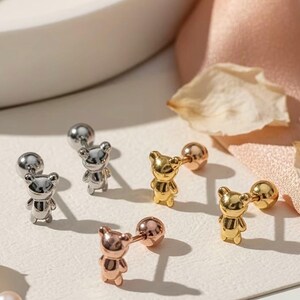 14K Gold plated baby earrings, Baby girl first earrings, Real gold and silver, Silver Earrings, gold and silver studs image 6