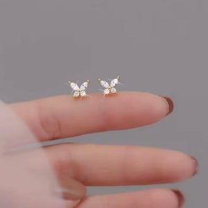 14K Gold plated baby earrings, Baby girl first earrings, Real gold and silver, Silver Earrings, gold and silver studs image 1