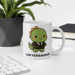 Lawyersaurus, Lawyer Mug, Funny Solicasaurus, Gifts for lawyers, Law Graduate Mug, Funny law presents for him or her, Cute dinosaur mug