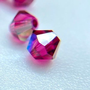 Genuine Swarovski 5328 Ruby AB Crystals, Ruby AB Bicone crystals 4mm, Red Ruby AB 4mm Bicone crystals, Red crystals, one pack left