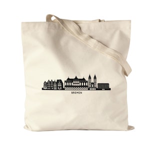 BREMEN Skyline Jute Bag Fabric Bag Canvas Souvenir Keepsake German Cities Motif City Silhouette Gift Idea Moving