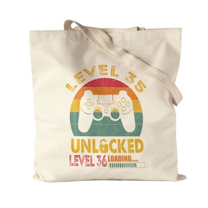 Level 35 Unlocked Level 36 Loading Jute Bag Fabric Bag Birthday Console Happy Birthday Controller Gamepad Game