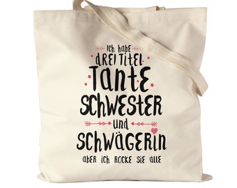 Drie titels tante zus schoonzus Rocke alle jute tas stoffen tas canvas grappig cadeau idee broers en zussen nichtje neef