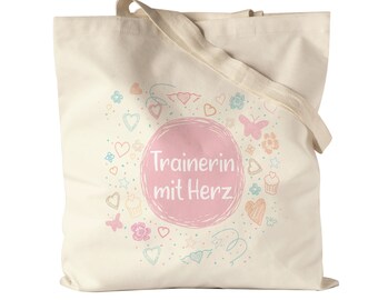 Trainerin mit Herz Jutebeutel Stoffbeutel Canvas  Dankeschön Geschenk Danke Sagen Für Alles Fitness Handball Fußball Verein