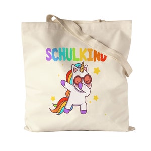 Schoolchild Jute Bag Fabric Bag Canvas School Gift Unicorn Unicorn Fans Colorful Motif Rainbow