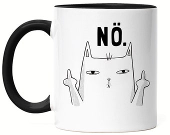 Nö Cup Noir Tout simplement pas drôle de chat Grossier Disant Chat Amoureux Des Chats Cadeau Collègue Collègue Tasse de Bureau