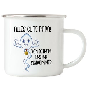 Happy Dad From Best Swimmer Enamel Mug Father&#39;s Day Gift Birthday Funny Motif Son Gift Idea