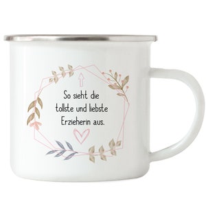 De grootste opvoeder ziet eruit als deze geëmailleerde beker Afscheidscadeau voor de kleuterschool Kita