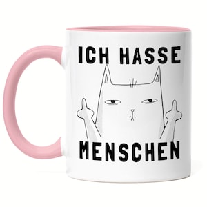 Nienawidzę ludzi kubek różowy zabawny kot niegrzeczny mówiący miłośnik kotów prezent kolega kolega kubek biurowy