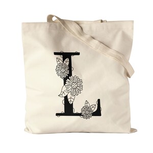 Bolsa de cartas Bolsa L com letra alfabeto monograma motivo de flor ideia de presente letra inicial