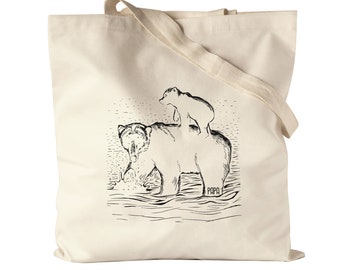 Bear-strong Papa Jute Bag Fabric Bag Canvas Saying Gift Idea Father's Day Birthday Best Dad Father