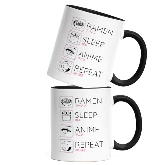 Anime Cup - Eat Sleep Anime Repetir Regalo - Anime Taza Manga Regalo Idea Japón Comic Otaku Coffee Mug Tokyo - España