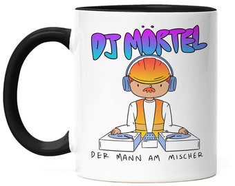 Dj Mortar The Man At The Mixer Cup Black Wall Bricklayer Mortar Sand Concrete Tiles Construction Worker Work Mixer