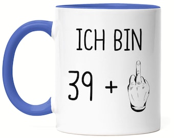 40. Geburtstag Tasse Blau Mittelfinger Humorvolle Geschenkidee Runder Geburtstag 40 Jahre Alt Originell
