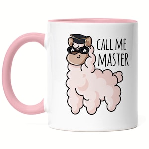 Call me Master Tasse Rosa Masterabschluss Geschenk Lustig Alpaka Studium Absolvent Uni